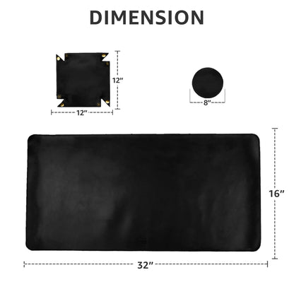 LEATHER VILLAGE Real Leather Desk Pad (3mm) Thick Double Layer Desk Mat Cover Blotter Large Full Grain Protector for Keyboard, Mouse & Laptop – Office Table Mat & Desktop Accessories–(32''x16'')-Black
