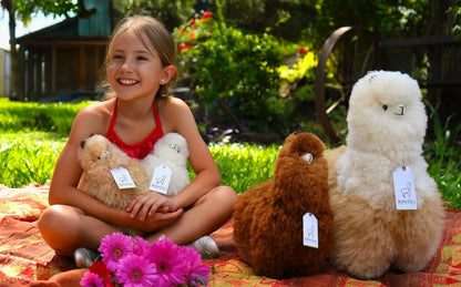 AlpacaNext Alpaca Stuffed Animal – 9 inch. Cute, Soft and Cuddly Alpaca Plush Toy Handcrafted on Real Alpaka Natural Fur (9 inches, Beige)