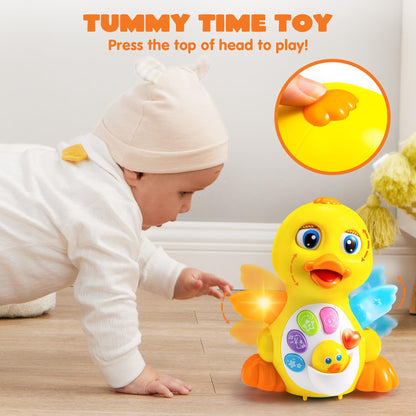 JOYIN Baby Toys Duck, Infant Dancing Crawling Musical Toys 18+ Months, Tummy Time Light Up Learning Duck with Music & Lights, Baby Easter Basket Stuffers Gifts