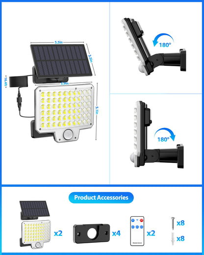 Onforu Solar Lights Outdoor, 240 LED 3000LM Motion Sensor Outdoor Lights with Remote, IP65 Waterproof Solar Flood Light for Outside, Dusk to Dawn Wall Light for Garage, Patio, Yard, 1 Pack