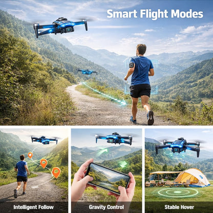 Drone with Camera 1080P with Brushless Motor Mini Drone for Beginner, Long Fly Time, One Key Start, Headless Mode, 2 Batteries, RC Quadcopter Helicopter Toy Gifts for Teen Boys and Girls
