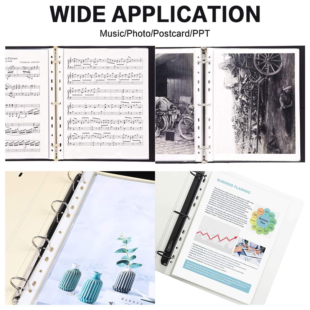 Sheet Protectors, HERKKA 800 Pack Heavy Duty Clear Plastic Page Protectors Sheet Reinforced 11-Hole Fit for 3 Ring Binder Fits Standard 8.5 x 11 Paper, 9.25 x 11.25 Top Loaded, Acid Free
