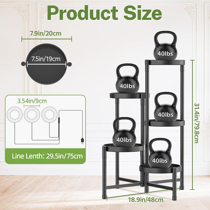 iDavosic.ly Plant Stand Indoor with Grow Light, 5 Tier Corner Metal Flower Display Holder Shelf, Easy Assembly Folding Tall Orchid Rack for Patio Balcony Porch Garden Living Room House, Black