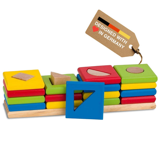 Goki Wooden Sorting & Stacking Toys - Montessori Toys for 2 Year Old Boy & Girl - Educational Color Recognition Shape Sorter for Toddlers - Gift for 2 Year Olds - Designed with Love in Germany