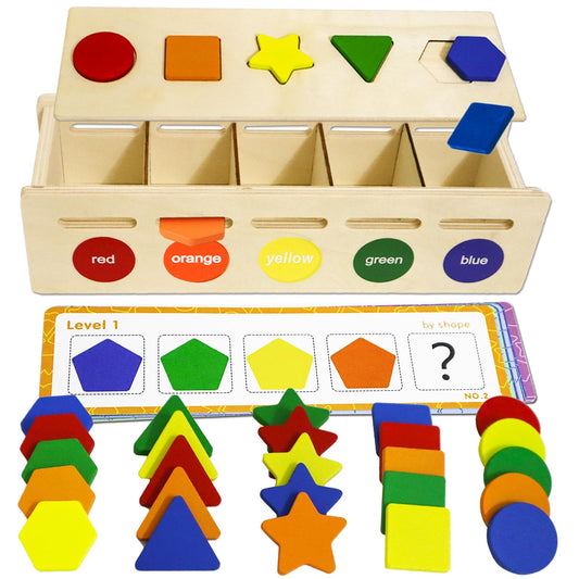 LOYUEGIYO Montessori Wooden Sorting&Matching Toy for Kid Toddler 1-3 Year Old, Baby 12+ Months,Color&Shape Learning Game Educational Toys for 1,2,3,4,5 Year Old Boys Girls Children