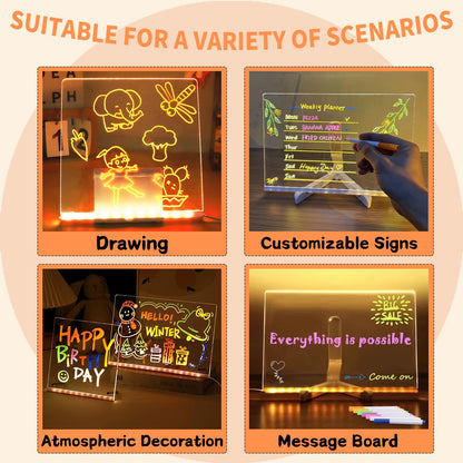 Lumiboard Led Drawing Board,11.8"X7.9" Lumiboard Rewritable Memo Pad with 7 Pens, Wall Mounted or Stand Up,Led Acrylic Light Up Drawing Pad for Kids and Adults (L (11.8 * 7.9))