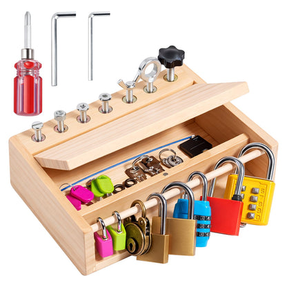 INIFEIDALA Montessori Toys for 3 4 5 Year Old,Montessori Screwdriver Board Set-Lock and Key Toy,Kids Tool Set,Preschool Learning Sensory Activities - Fine Motor Skills - STEM Toys