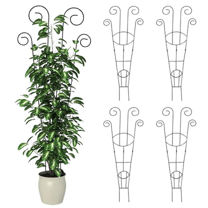 4 Pack Metal Trellis for Climbing Potted Plants Indoor Outdoor - 30 Inch Rustproof Garden Stakes, Plant Support for Monstera Pothos Ivy Hoya Vines, Potted Houseplant