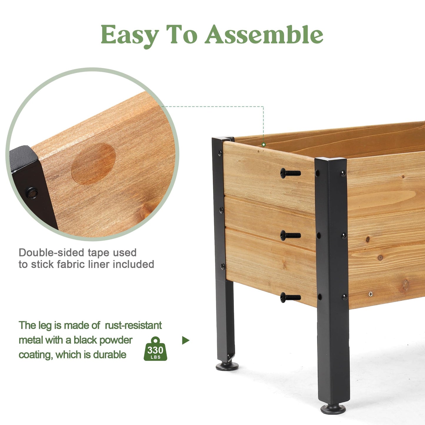 Borsynium Wooden Rectangular Flower Box with Low-Iron Legs, Planting Bed for Flowers and Vegetables, Suitable for Garden and Balcony. Dimensions:39.37 * 13.9 * 12.5 inches