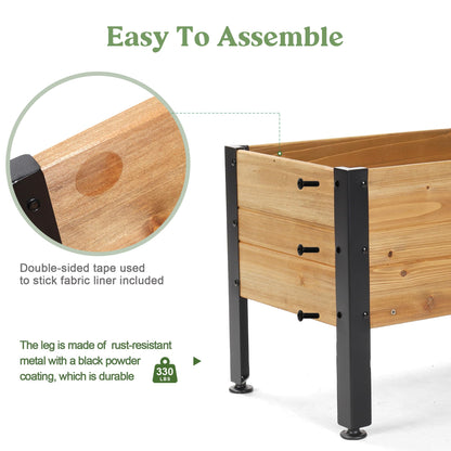 Borsynium Wooden Rectangular Flower Box with Low-Iron Legs, Planting Bed for Flowers and Vegetables, Suitable for Garden and Balcony. Dimensions:39.37 * 13.9 * 12.5 inches