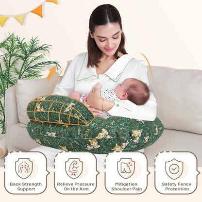 AMASKY Nursing Pillow for Breastfeeding, Animal Patterns Removable Cotton Cover, Support for Mom and Baby, Plus Size Ergonomic Design Breastfeeding Pillows, Machine Washable, Green, Pallet of Product