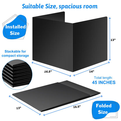 Black 24-Pack Desk Dividers for Students, Waterproof Durable Plastic Study Carrel Dividers, Easy to Clean, Privacy Classroom Shield Folder Boards for Student Desk