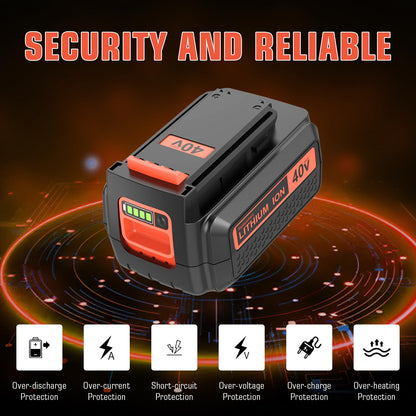 2-Pack 3600mAh LBX2040 Lithium ion Replacement Battery and Charger Compatible with Black and Decker 40 Volt Battery LBX2040 LBXR36 LBXR2036 LST540 LCS1240 LBX1540 LST136W Cordless Power Tool(Orange)