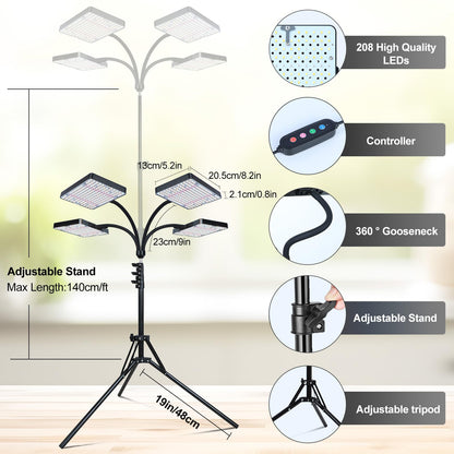 Orchbloom Grow Lights for Indoor Plants 100W, Natural Sunlight Full Spectrum Plant Growing Lamps for Houseplants & Bonsai Tree, 4/8/12/16/20 Hr Timer Plant Light Auto On/Off Everyday