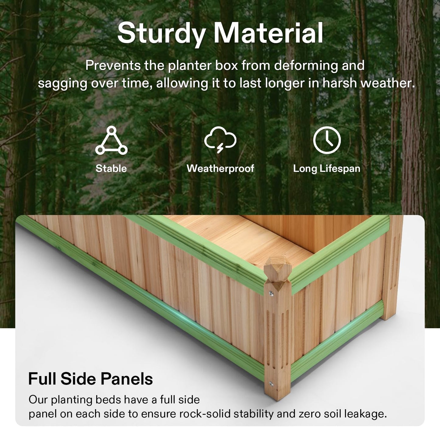 VIVOSUN 3.6 x 1.3Ft Wooden Raised Garden Bed, 43.5 x 16 x 14 Inches, Outdoor Wood Planter Box with Screwdriver and a Liner for Garden, Patio, Balcony, Backyard and Outdoors, 2Pcs