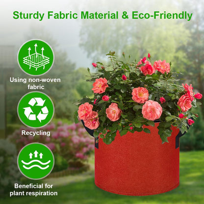 kuchisity 5 Gallon Grow Bags, 12 Pack Multicolor Fabric Plant Pot Bag with Handles Plant Grow Bags for Flowers, Fruits and Vegetables ﻿(Blue+Green+Yellow+Orange+Red+Purple)