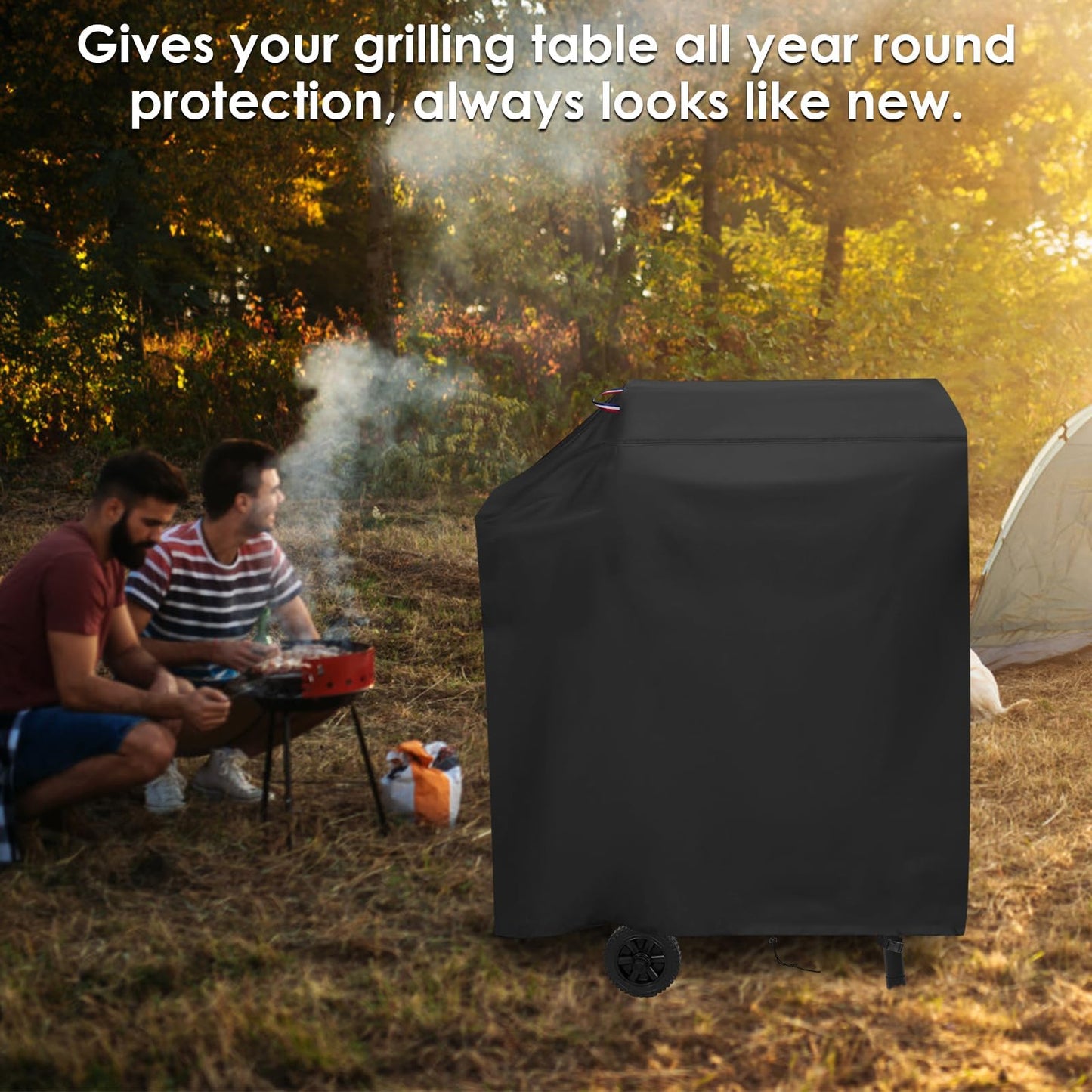 Agustone 35 Inch Grill Cover for DNKMOR Barrel Charcoal Grill with Side Table, Waterproof Cover for Kendane Outdoor BBQ Grill with Side Shelf, Backyard Camping BBQ Accessories - 35x24x39 Inch