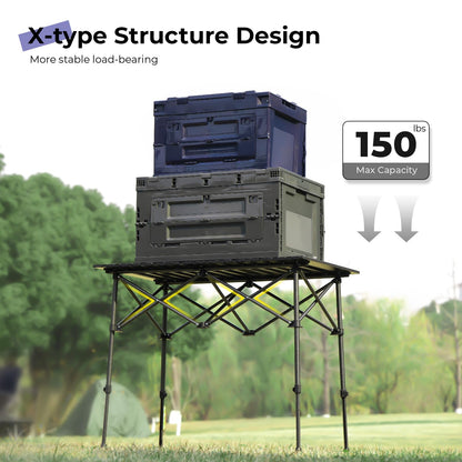Byliable Camping Table Folding Portable Camp Aluminum Fold Up Lightweight Roll Up Table Adjustable Height with Carry Bag Indoor Outdoor for Camping, Picnic, Backyard, BBQ, Patio, Black