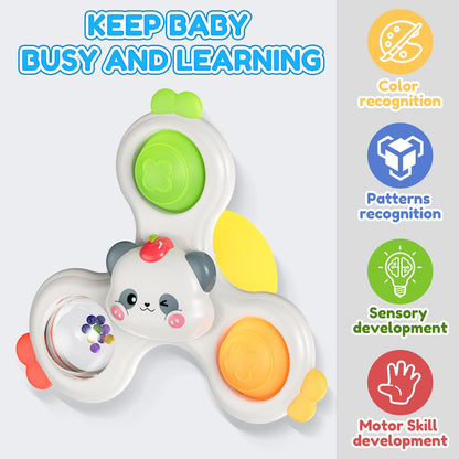 3PCS Suction Cup Spinners for Babies,Montessori Baby Bath Toys for 0-6-12 Months,Rattle Spinners for Toddlers 1-3,Sentory Toys for 1 Year Old Boys and Girls