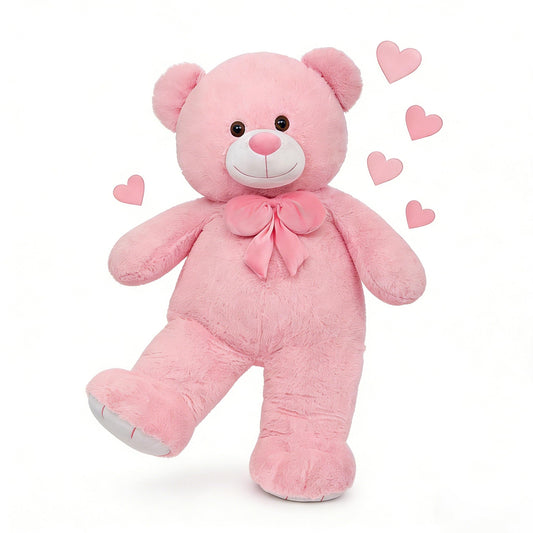 MaoGoLan Giant 59" Teddy Bear Stuffed Animal, Cuddly Large Classic Teddy Bear Plush Toy Valentines Day Gift for Girlfriend Boyfriend Kid, 5ft Pink Stuffed Animal for Birthday Gift Baby Shower Decor