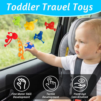 32Pcs Bath Toys for Kids Ages 3-5 4-8, No Hole Mold Free Baby Suction Cup Animals Water Toys, Mini Toddler Sensory Fidget Party Favors, Airplane Car Window Travel Road Trip Essentials 3 4 5 6 Year Old