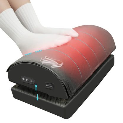 Snailax Foot Rest Under Desk at Work, Heated Under Desk Foot Stool with Double Layer Adjustable Height, Feet Warmer with Vibration Massage, Ergonomic Gaming Home Footstool for Lumbar Back Knee Pain