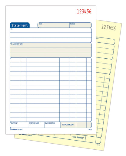 Tops Adams Statement Book, 2-Part Carbonless, White/Canary, 5-9/16 x 8-7/16 Inches, 50 Sets, 3/Pack (DC5812-3)
