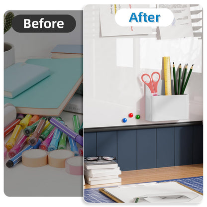Mabrasse 16p Magnetic Dry Erase Marker Holder,Pen and Eraser Holder for Whiteboard, Magnet Pencil Cup Utility Storage Organizer for Office, Refrigerator, Locker and Metal Cabinets (16 Pack)