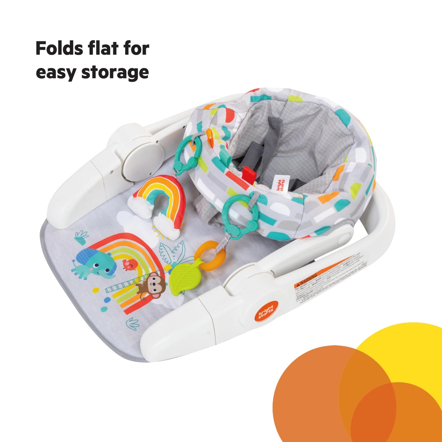 Bright Starts Learn-to-Sit Baby Floor Seat, 2-Positions Grow with Infant, Portable Baby Chair, Includes Sensory Toys, Unisex, 4-12 Months, Playful Paradise