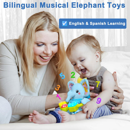 Holaxander Baby Gift Set for 0-6-12+ Months (1 * Baby Ladybug Musical Toy & 1 * Musical Plush Dinosaur Toy)