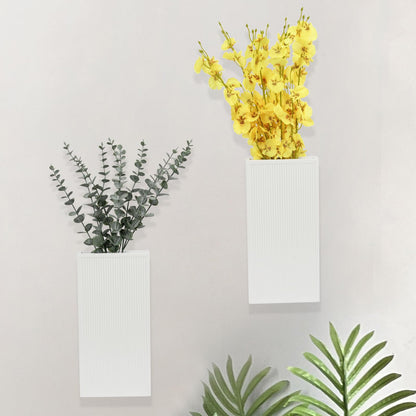 dugunusu Wood Wall Planter Set of 2, Modern Wall Hanging Decor Pocket Planter for Greenery and Dried Flowers, Indoor Wood Hanging Vase (White)