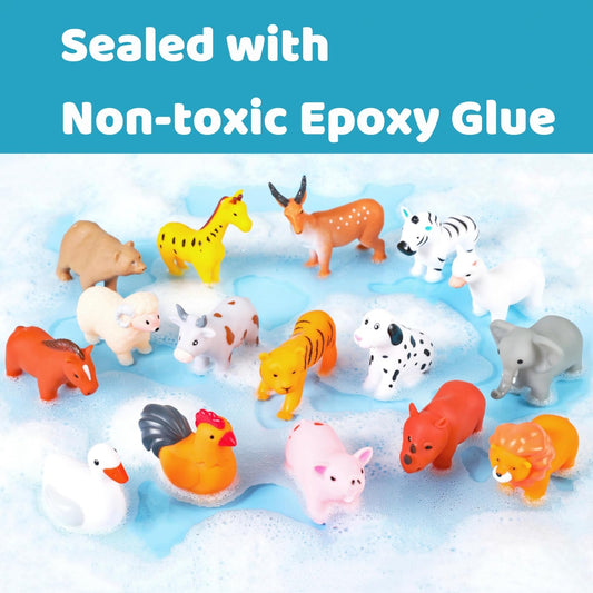 WQTHE Baby Bath Toys, for Infants 6-12& Toddlers 1-3, No Hole Bathtub Toys (Animals Combo Ⅲ, 16 Pcs)