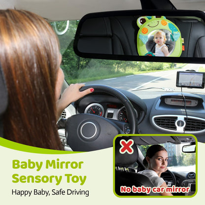 Jollybaby Car Seat Crib Stroller Play Gym Hanging Toy for Baby 0-3-6-12 Months, Tummy Time Mirror Toys Gifts for Newborn Infants, Carseat Travel Toy for Road Trip - Frog