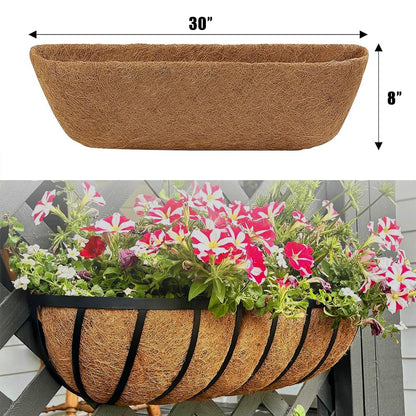 XXINGEM 3Pcs Pre-Formed Coco Fiber Liners for Planters, Window Boxes & Fence Flower Baskets Replacement (30in)