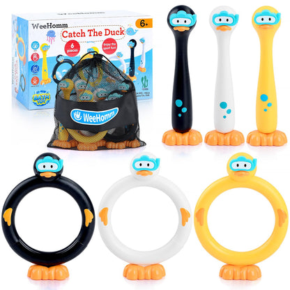 WeeHomm Pool Diving Toys for Kids, 6 PCS Swimming Pool Diving Rings, Summer Sticks Toys for Kids Ages 4-8 8-12, Fun Underwater Grow Training for Boys Girls