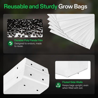 VIVOSUN 50-Pack 5 Gallon Grow Bags for Plants, Black-and-White Thick Plastic Bags for Potting Seedlings, and Rooting