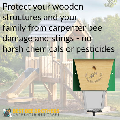 Best Bee Brothers Ultimate Pro Carpenter Bee Trap for Outside with Extra-Large, Clear External Receptacle, Internal Bee Vault & Spring-Loaded Door, 4.2” D x 5.8” W x 7.5” H (2 Pack)