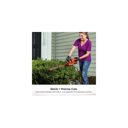 BLACK+DECKER 20V MAX Hedge Trimmer Cordless, 18 inch Blade, (1) Battery and Charger Included, Light Weight Reduced Vibration, Bush Trimmer Hedger (LHT218C1)