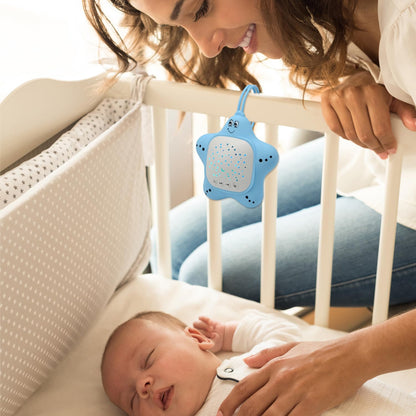 Portable Baby White Noise Sound Machine, Rechargeable Baby Soother with Projector Night Light for Deep Restful Sleep, Sleep Sound Aid Soother Calming Music for Travel,Nursery,Bedroom,Car,Crib Toys