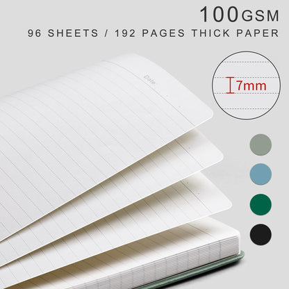 EMSHOI A4 College Ruled Notebook, Large 8.3" x 11.7", 192 Pages 100GSM Ink-Proof Faux Leather Hardcover Lay-Flat Lined Journal for Office School Work Writing, Green