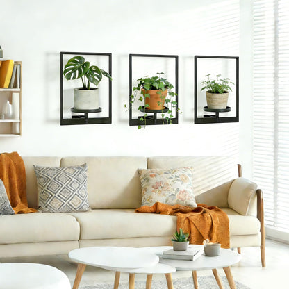 mekpiwu 3 Pack Picture Frame Wall Planters, Hanging Plant Shelves for Indoor Plants, Decorative Plant Stand & Hanger for Living Room, Window, Entryway & Outdoor Use, Gold