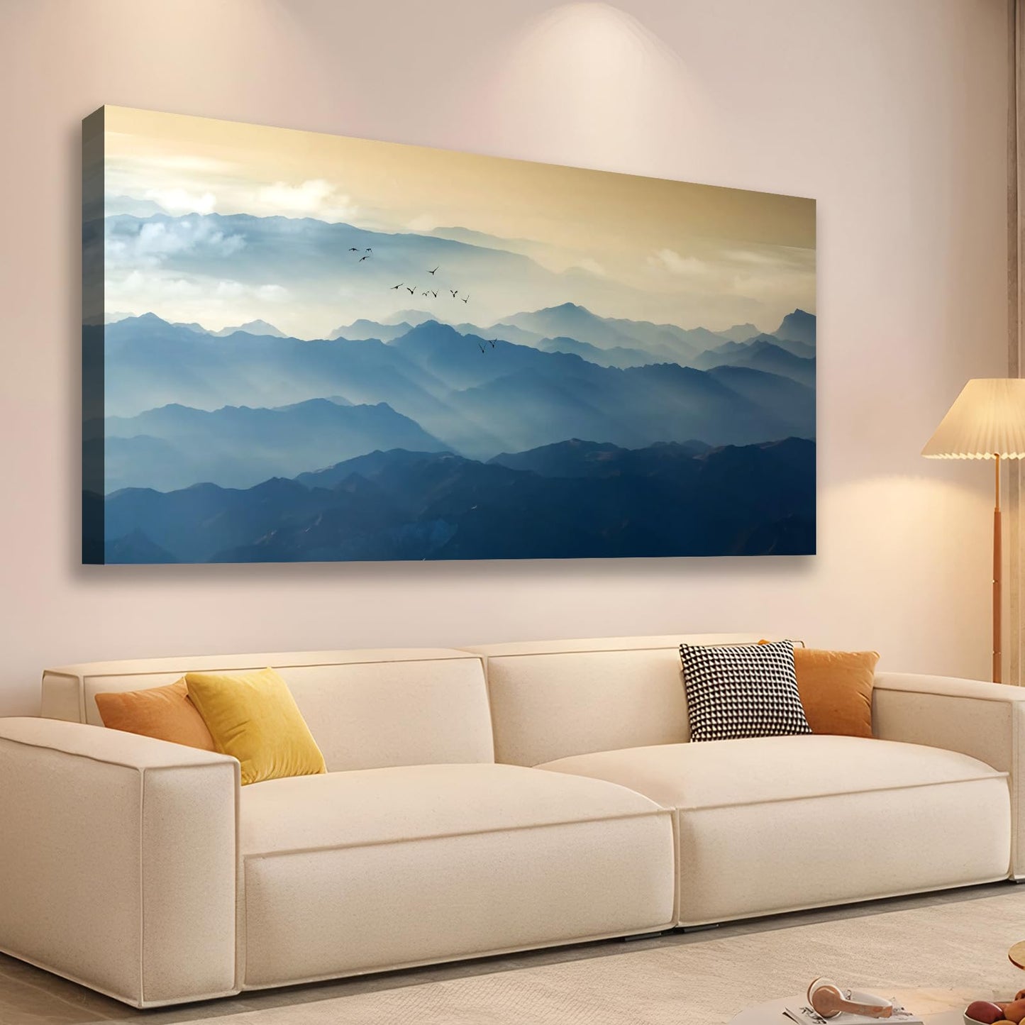 JLXART Large Wall Art Misty Mountain Landscape Canvas Prints Wall Decor Living Room Bedroom Natural Scenery Office Decor Pictures 20"X40"