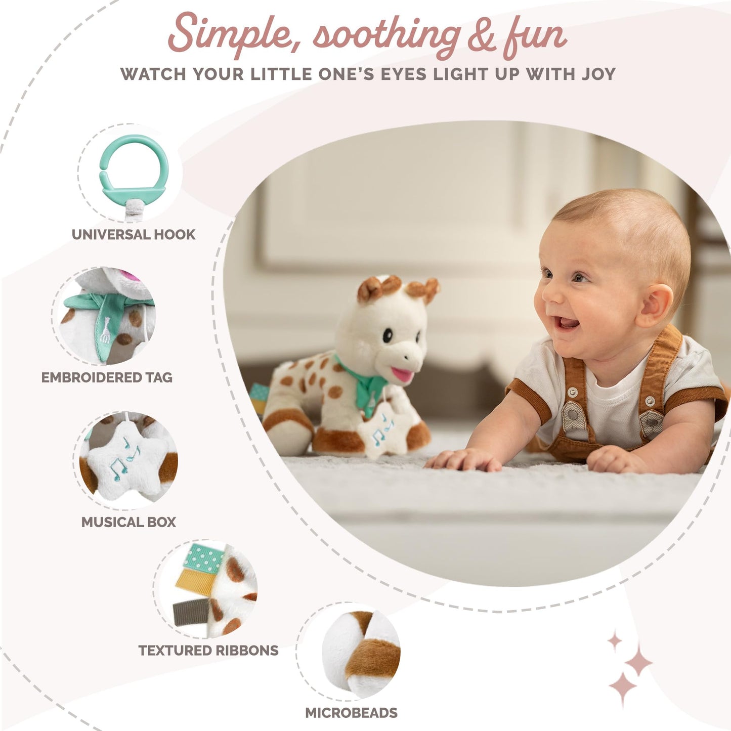 Sophie la girafe Sweetie Plush with Music Box | Ideal for Travel | Ultra Soft, Flexible & Easy to Grasp | Awaken The Senses