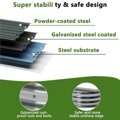 Foxlang 4x2x1ft(2 Pack) Galvanized Oval Raised Garden Bed,Outdoor Planter Box Metal Patio Kit Planting Bed for Vegetables Flowers Herb,Silver