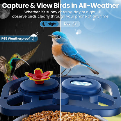 Smart Bird Feeder with Camera-Squirrel Proof & Weatherproof Outdoor Bird Watching Feeder with 2K HD AI Bird Identification for Garden & Backyard
