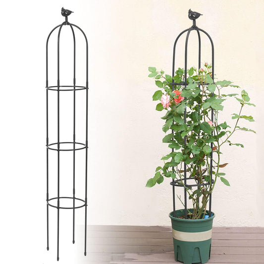 6 Feet Tall Garden Trellis for Climbing Plants Kalolary Garden Tower Obelisk Trellises Rustproof Metal Potted Plant Climbing Support for Indoor Outdoor Flowers Vegetable Fruits Vines Support (Black)