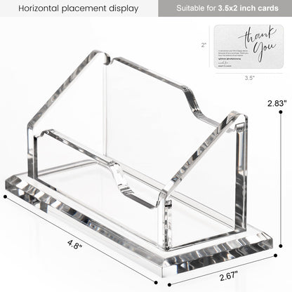 HeZone Acrylic Card Holder Clear Horizontal Business Card Organizer Stand for Desk 1 Slots Business Cards Stand for Women and Men,Office Desk Accessories,Organize 50 Cards-1 Pack