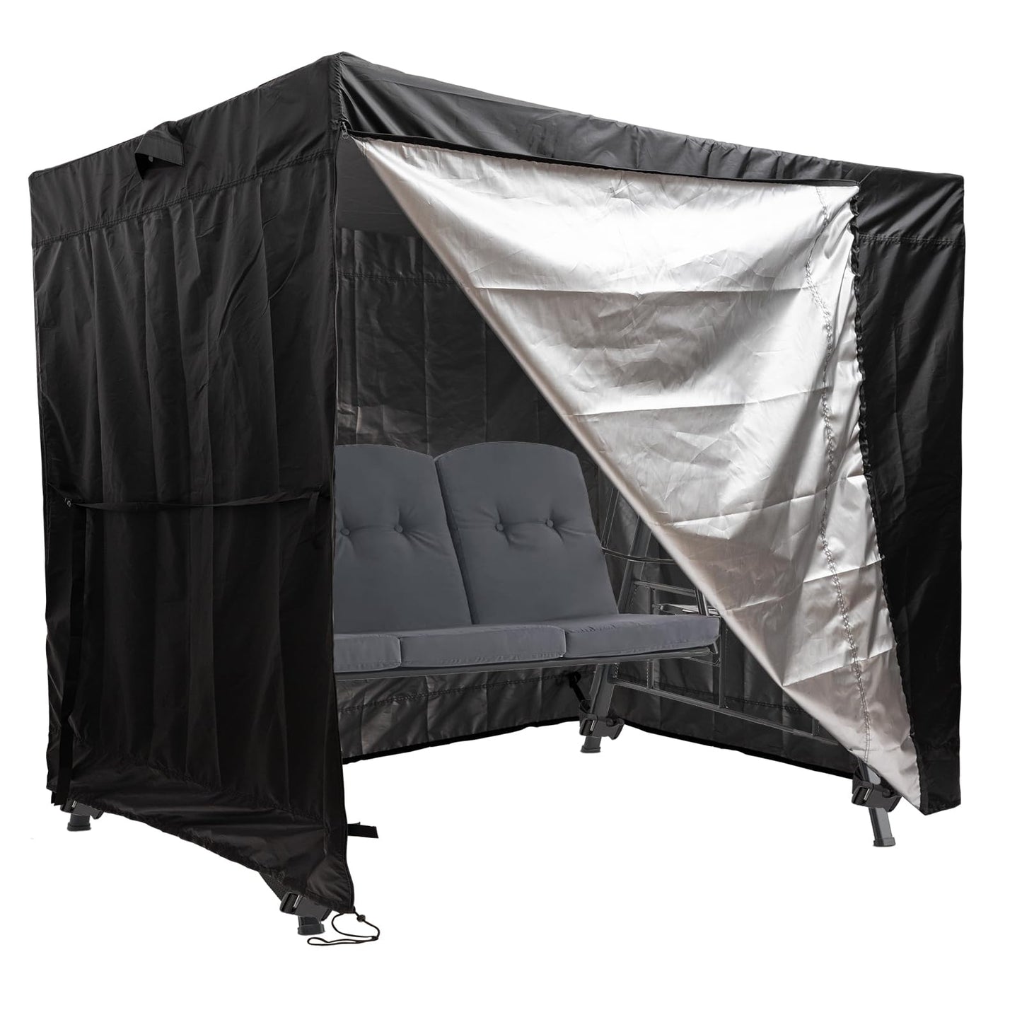 WEIMELL Waterproof Outdoor Swing Cover 3 Triple Seater Garden Patio Proch Swing Cover All Weather Protection 3 Seat Swing Canopy Covers Black (86L x 48D x 67H inches)