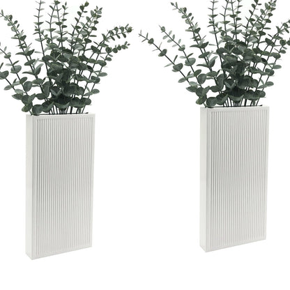 dugunusu Wood Wall Planter Set of 2, Modern Wall Hanging Decor Pocket Planter for Greenery and Dried Flowers, Indoor Wood Hanging Vase (White)