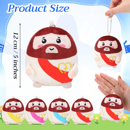 Civaner 12 Pcs Christian Jesus Plush Toys Bulk, 5" Mini Stuffed Plush Dolls with Keychain Faith Religious Gifts for Church Giveaways, Sunday School, Vbs, Baptism